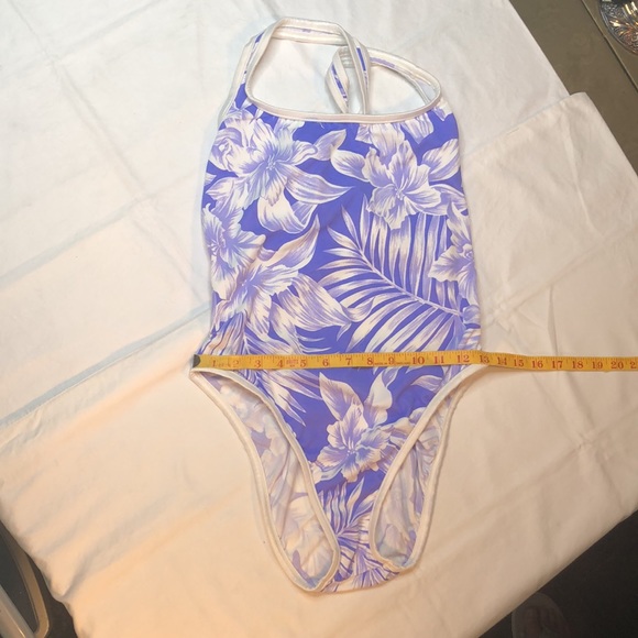 Venus Swimwear One Piece Bathing/Swim Suit; Hibiscus Pattern; Lined, Purple - Picture 5 of 11